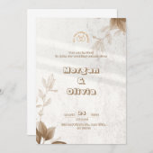 Brawn Elegant Floral Wedding Einladung (Vorne/Hinten)