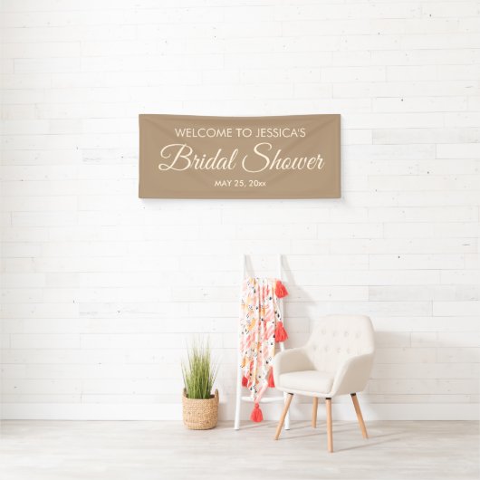 Brawn Elegant Script Brautparty Willkommen Banner (Insitu)