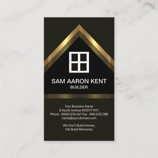 Brawn Elegante Imitate Gold Zuhause Builder Constr Visitenkarte (Vorderseite)