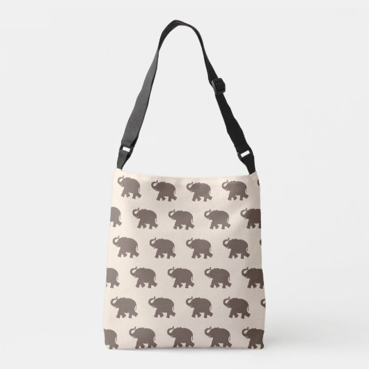 Brawn Elephant Pattern auf Elfenbein Tragetaschen Mit Langen Trägern (Rückseite)