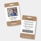Brawn Employee Foto Company Logo und Strichcode Ausweis (Vorder- & Rückseite)