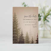 Brawn Evergreen Trees Wedding rettet das Datum Save The Date (Stehend Vorderseite)