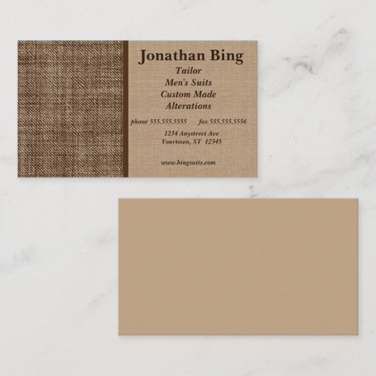 Brawn Fabric Texture Tailor Visitenkarte (Vorne/Hinten)