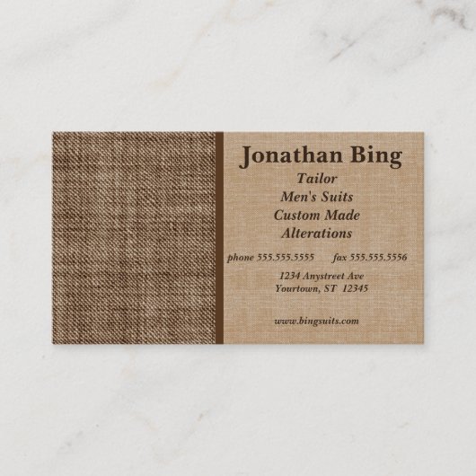 Brawn Fabric Texture Tailor Visitenkarte (Vorderseite)