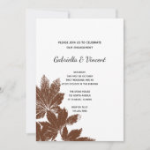Brawn Fall Leaf Briefmarke Engagement Party Einladung (Vorderseite)