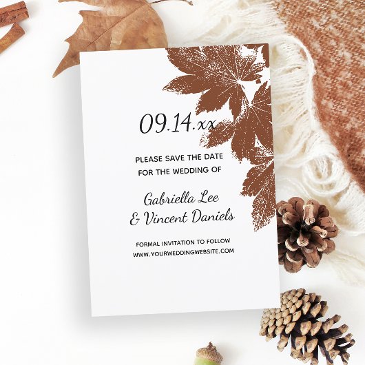 Brawn Fall Leaf Briefmarke Hochzeit speichern das  Save The Date