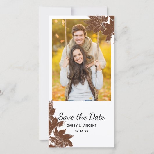 Brawn Fall Maple Leaf Briefmarke Hochzeit speicher Save The Date (Vorderseite)