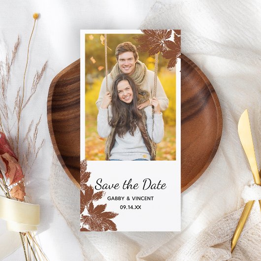 Brawn Fall Maple Leaf Briefmarke Hochzeit speicher Save The Date