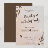 Brawn Floral Blätter Geburtstag Einladung (Vorne/Hinten)