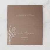 Brawn Formal Rose Floral Wedding Platzkarte (Außenseite Aufgefaltet)