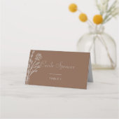 Brawn Formal Rose Floral Wedding Platzkarte (Vorderseite)