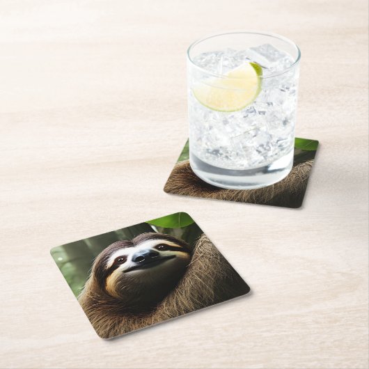 Brawn Fuzzy Sloth, Foto Block Rechteckiger Pappuntersetzer (Vor Ort)