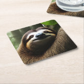 Brawn Fuzzy Sloth, Foto Block Rechteckiger Pappuntersetzer (angewinkelt)