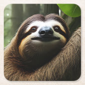 Brawn Fuzzy Sloth, Foto Block Rechteckiger Pappuntersetzer (Vorderseite)