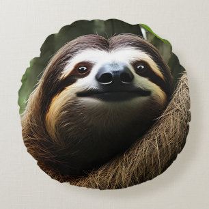 Brawn Fuzzy Sloth, Foto Block Rundes Kissen