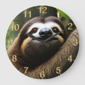 Brawn Fuzzy Sloth, Wall Clock Große Wanduhr (Vorderseite)