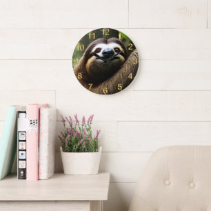 Brawn Fuzzy Sloth, Wall Clock Große Wanduhr