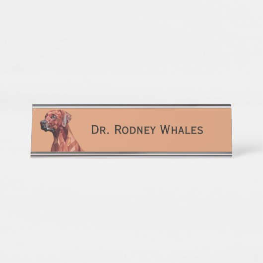 Brawn Geometric Dog Desk Name Plate Schreibtischnamensplakette (Vorderseite )