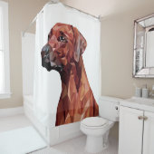 Brawn Geometric Dog White Duschvorhang (Beispiel)