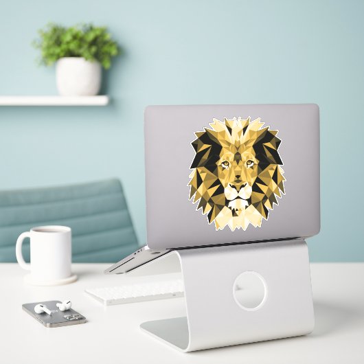 Brawn Geometric Lion Aufkleber (Laptop auf Schreibtisch)