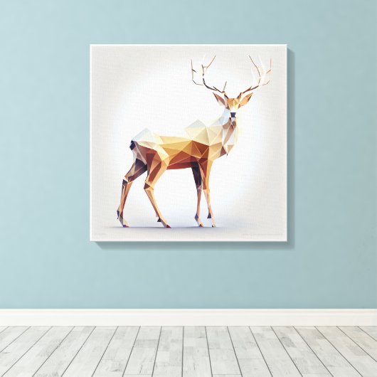 Brawn Geometric Low Poly Deer Leinwanddruck (Insitu (Holzboden))