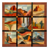 Brawn Gerahmt Desert Art Grid - Geometrische Lands Poster (Vorderseite)