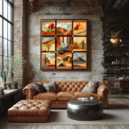 Brawn Gerahmt Desert Art Grid - Geometrische Lands Poster