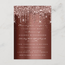 Brawn Glitzer Tropfen Rose Birthday Gold Confetti Einladung