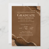 Brawn Gold Agate Graduation Party Einladung (Vorderseite)