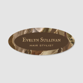 Brawn Gold Agate Name Tag Namensschild
