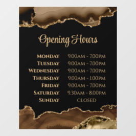 Brawn Gold Agate Opening Stunden Fensterheber Fensteraufkleber