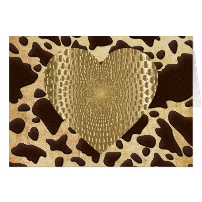 Brawn & Gold Animal Print Golden Prismatic Herz (Vorderseite (Horizontal))