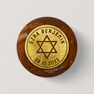 Brawn Gold Chocolate Bar Mitzvah oder Bat Mitzvah Button
