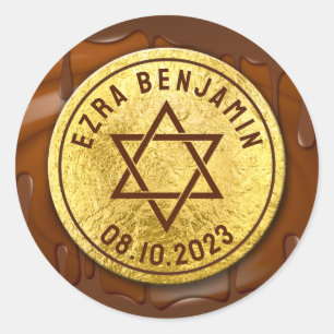 Brawn Gold Chocolate Bar Mitzvah oder Bat Mitzvah Runder Aufkleber
