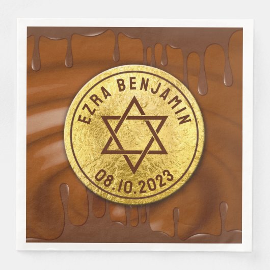 Brawn Gold Chocolate Bar Mitzvah oder Bat Mitzvah Serviette (Vorderseite)