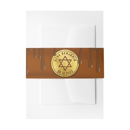 Brawn Gold Chocolate Bar or Bat Mitzvah Einladungsbanderole (Vorderseite Beispiel)