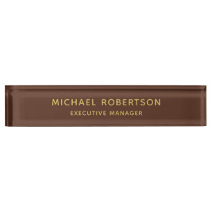 Brawn Gold Colors Beruflich Trendy Moderne Schlich Namensplakette