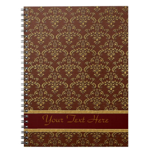 Brawn & Gold Damask Muster Notizblock (Vorderseite)