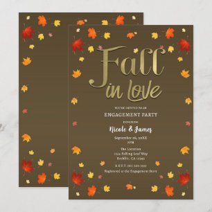 Brawn & Gold-Fall in Liebe Blätter Engagement Part Einladung