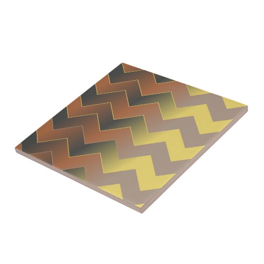 Brawn Gold Geometric Zickzack Zig Zag Muster Fliese (Seite)