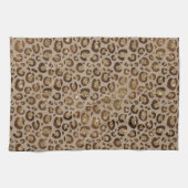 Brawn Gold Glitzer Leopard Print Geschirrtuch (Horizontal)