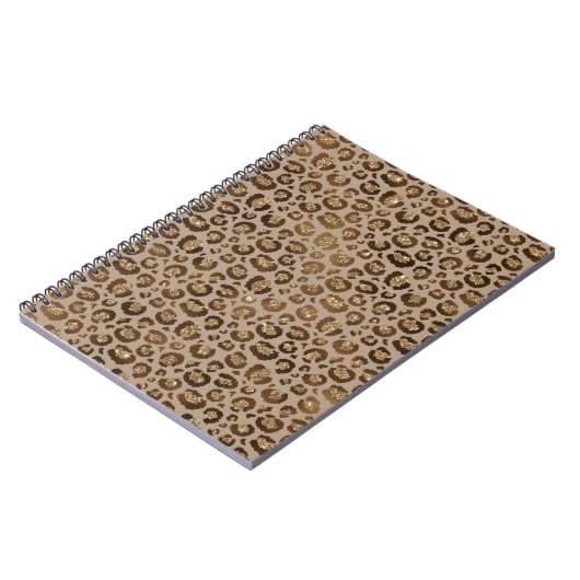 Brawn Gold Glitzer Leopard Print Notizblock (Linke Seite)
