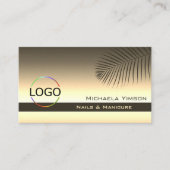 Brawn Gold Gradient Palm Leaf mit Logo und Foto Visitenkarte (Vorderseite)