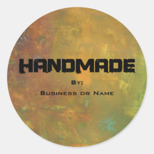 Brawn Gold Green Earthy Abstract Design Handmade Runder Aufkleber