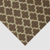Brawn & Gold Ikat Quatrefolie Geometrisches Muster Seidenpapier (Ausschnitt)