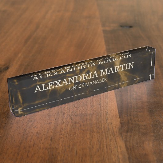 Brawn Gold Marmorname Job Titel Namensplakette (Seite)