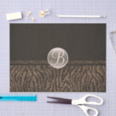 Brawn Gold Zebra Sparkle Glam Monogram Initial Seidenpapier (Handwerk)