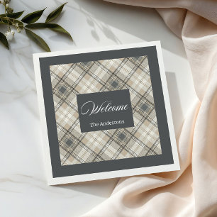 Brawn Gray Classic Geometric Napkins Individuelle  Serviette