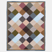 Brawn Gray Dark Mauve Taupe Squares Mosaikmuster Fleecedecke (Vorderseite)