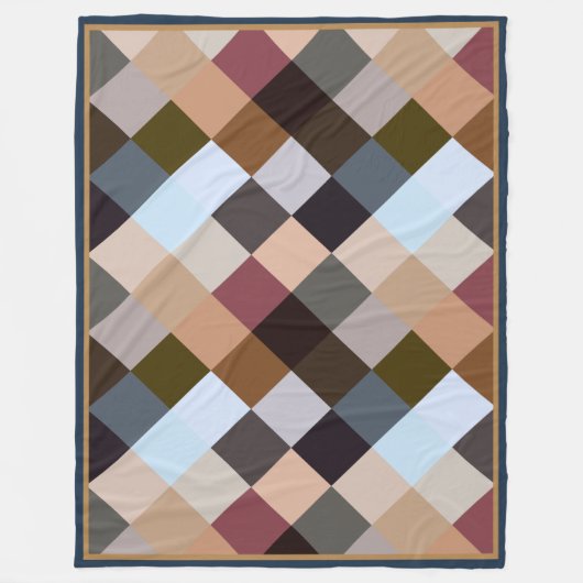 Brawn Gray Dark Mauve Taupe Squares Mosaikmuster Fleecedecke (Vorderseite)